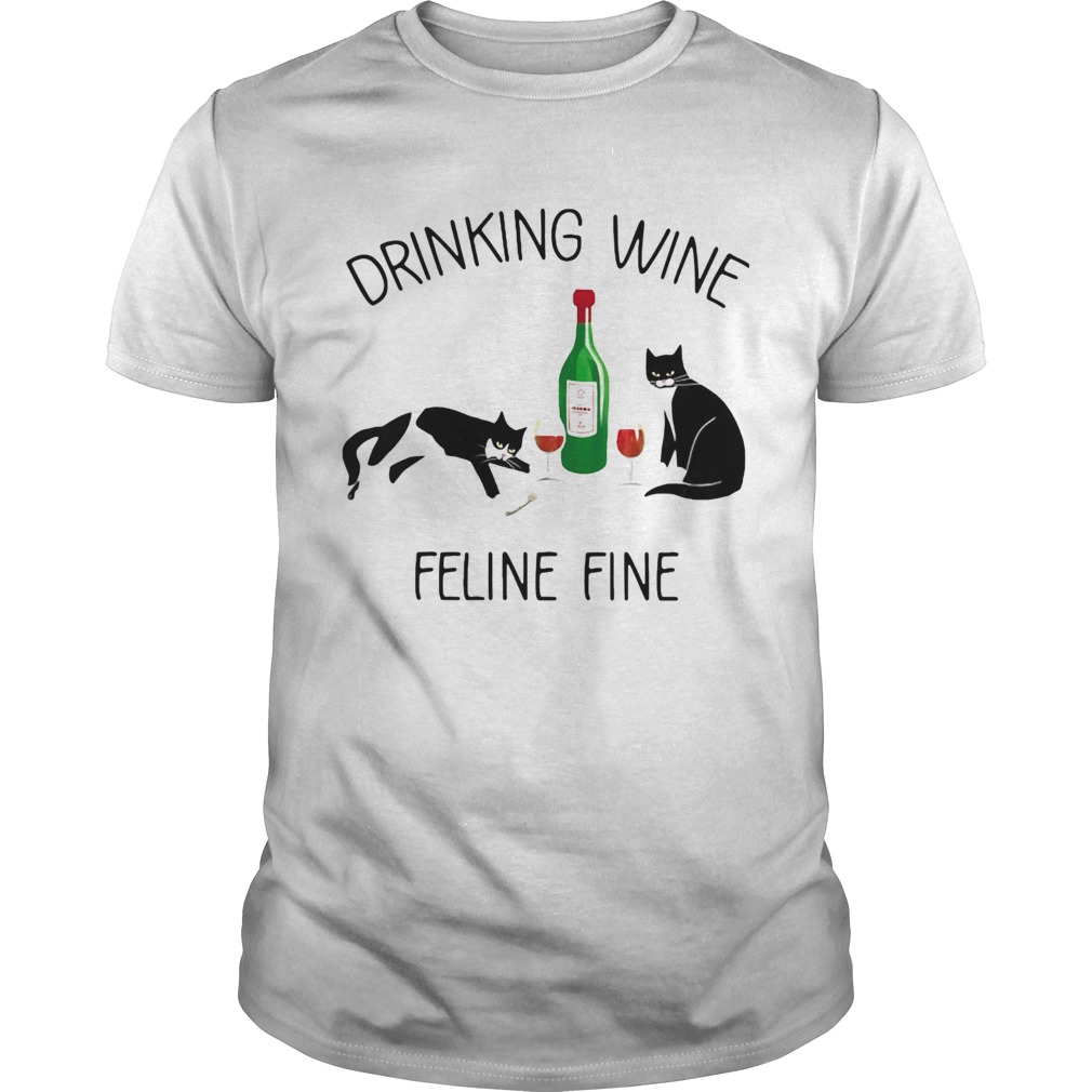 Cat drinking wine feline fine shirt