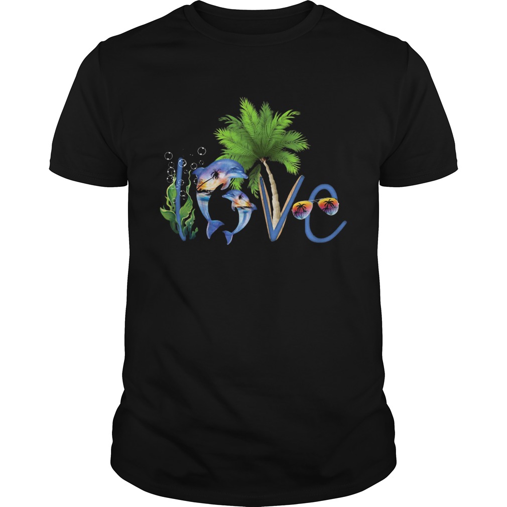 Love dolphin ocean coconut tree shirt
