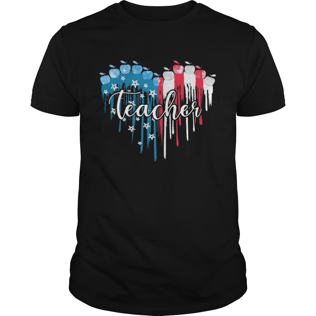 Teacher heart American flag veteran Independence Day shirt