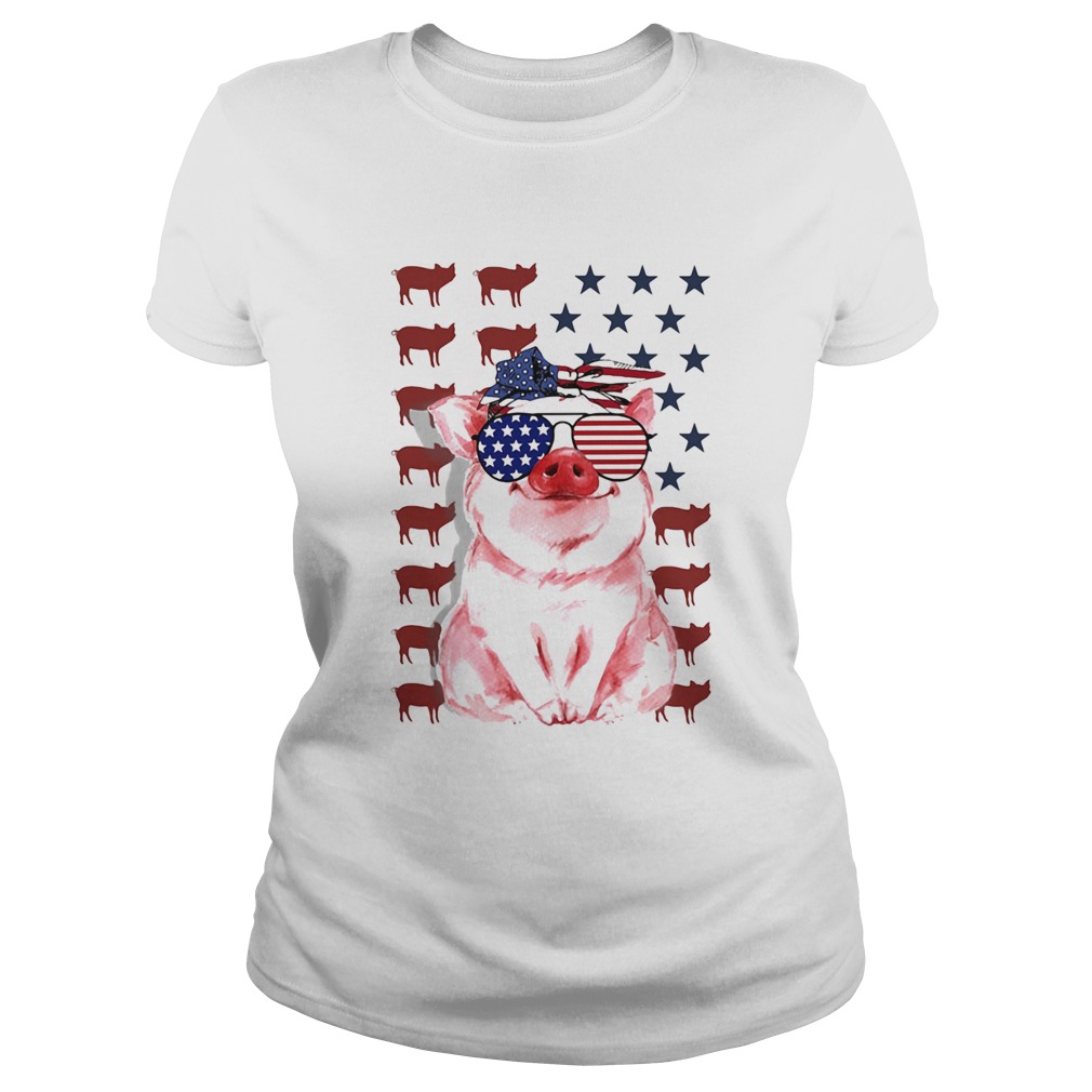 Pig American flag veteran Independence day  Classic Ladies