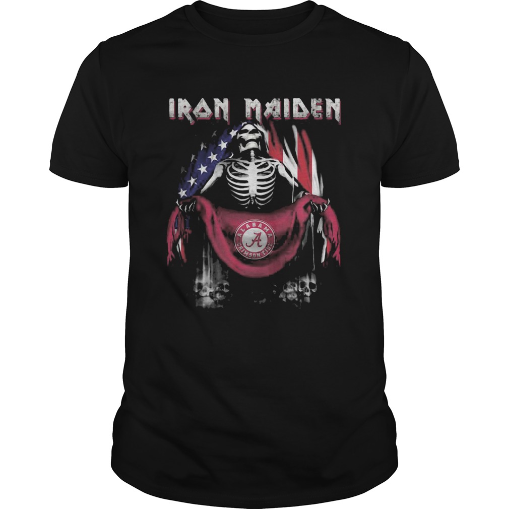 Skeleton iron maiden alabama crimson tide logo american flag independence day shirts