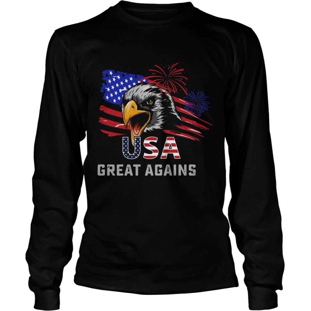 USA Great Again 4th Of July Bald Eagle American Flag  Long Sleeve