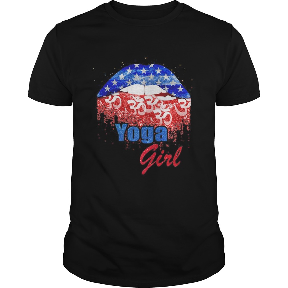 Yoga girl lip American flag veteran Independence day shirt