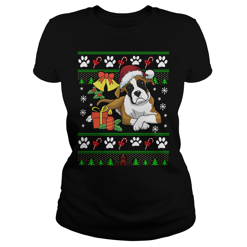 Boxer Dog Ugly Christmas Sweater Xmas Dog Gift Shirt Classic Ladies