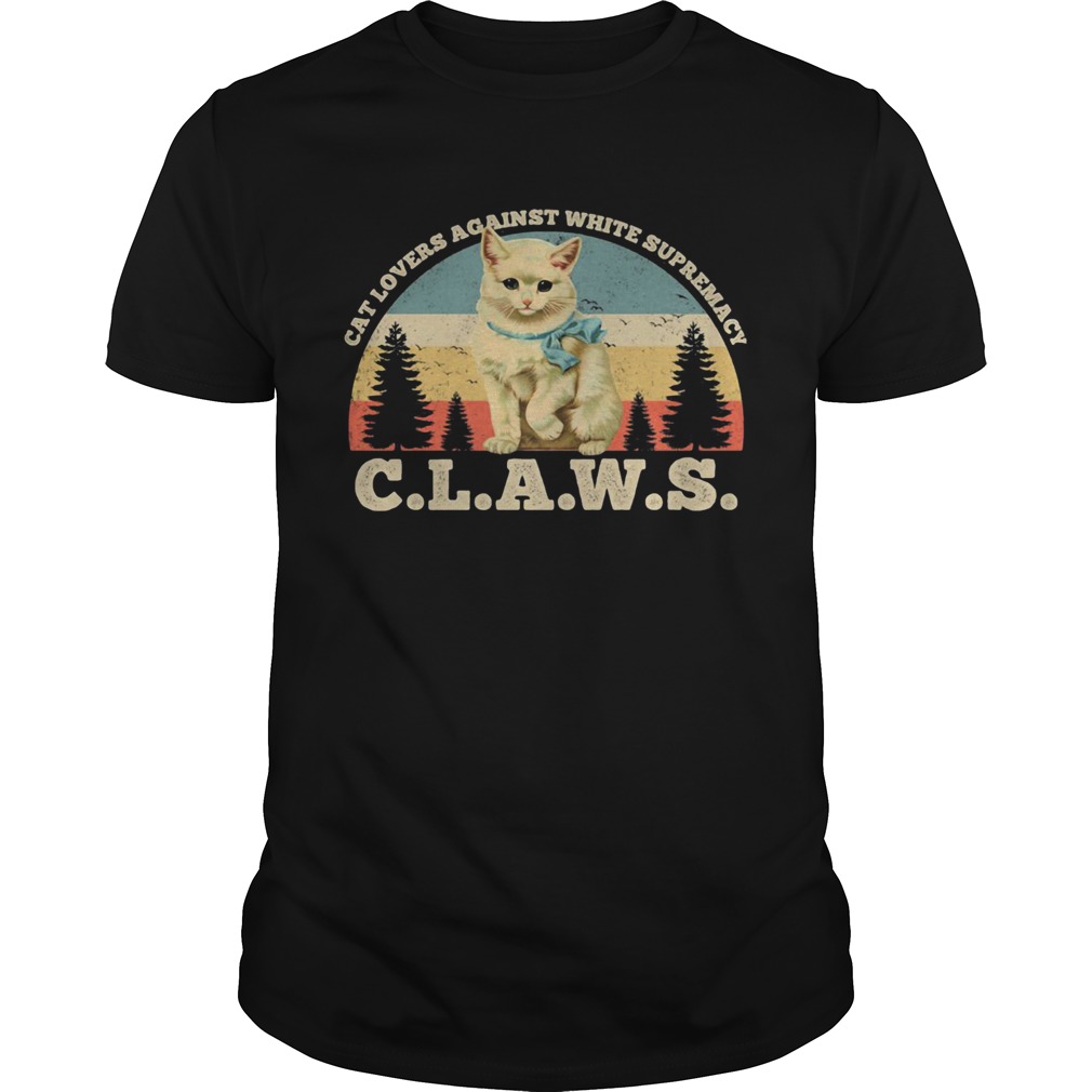 Cat lovers against white supremacy claws vintage retro shirt