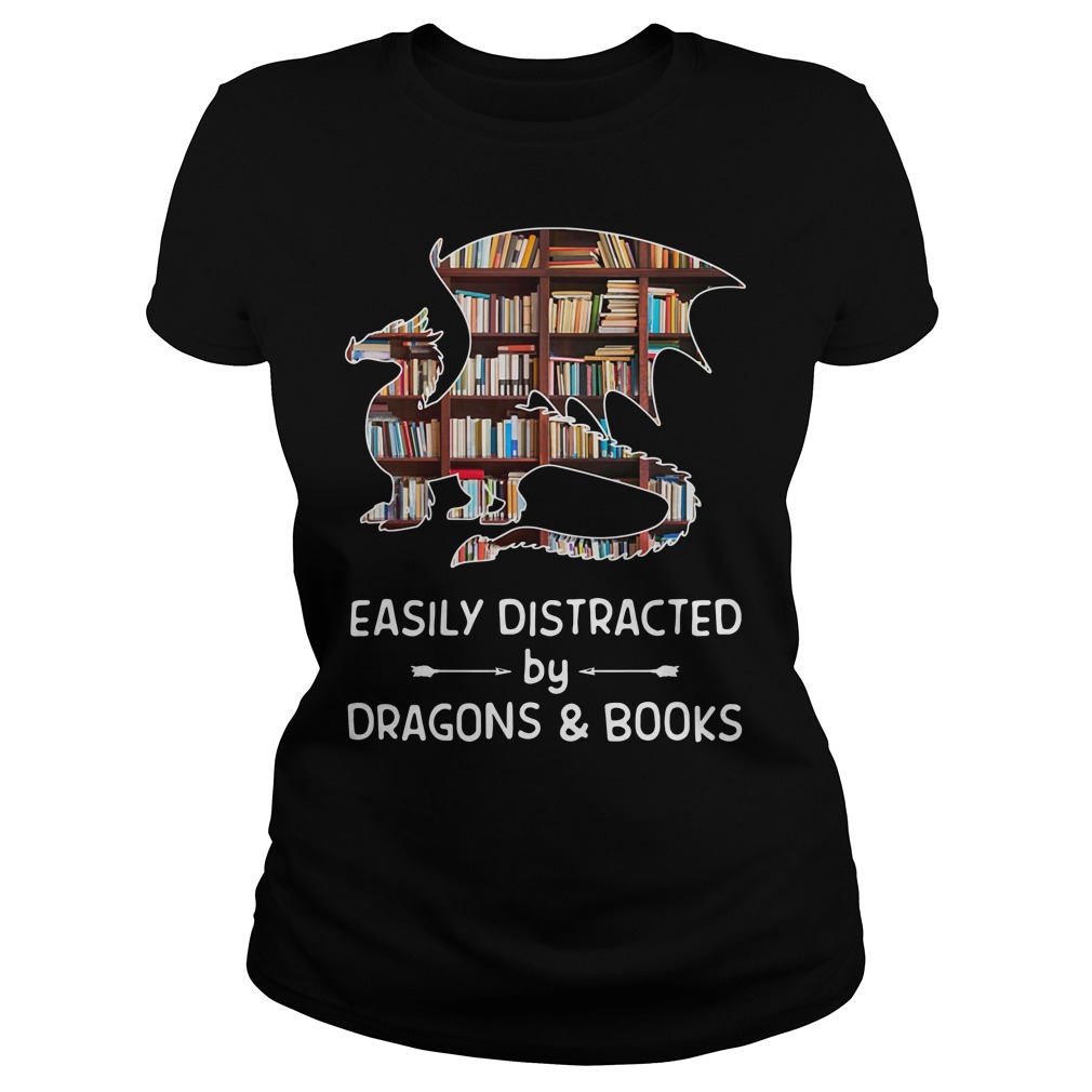 Dragon And Books Easily Distracted Classic Ladies