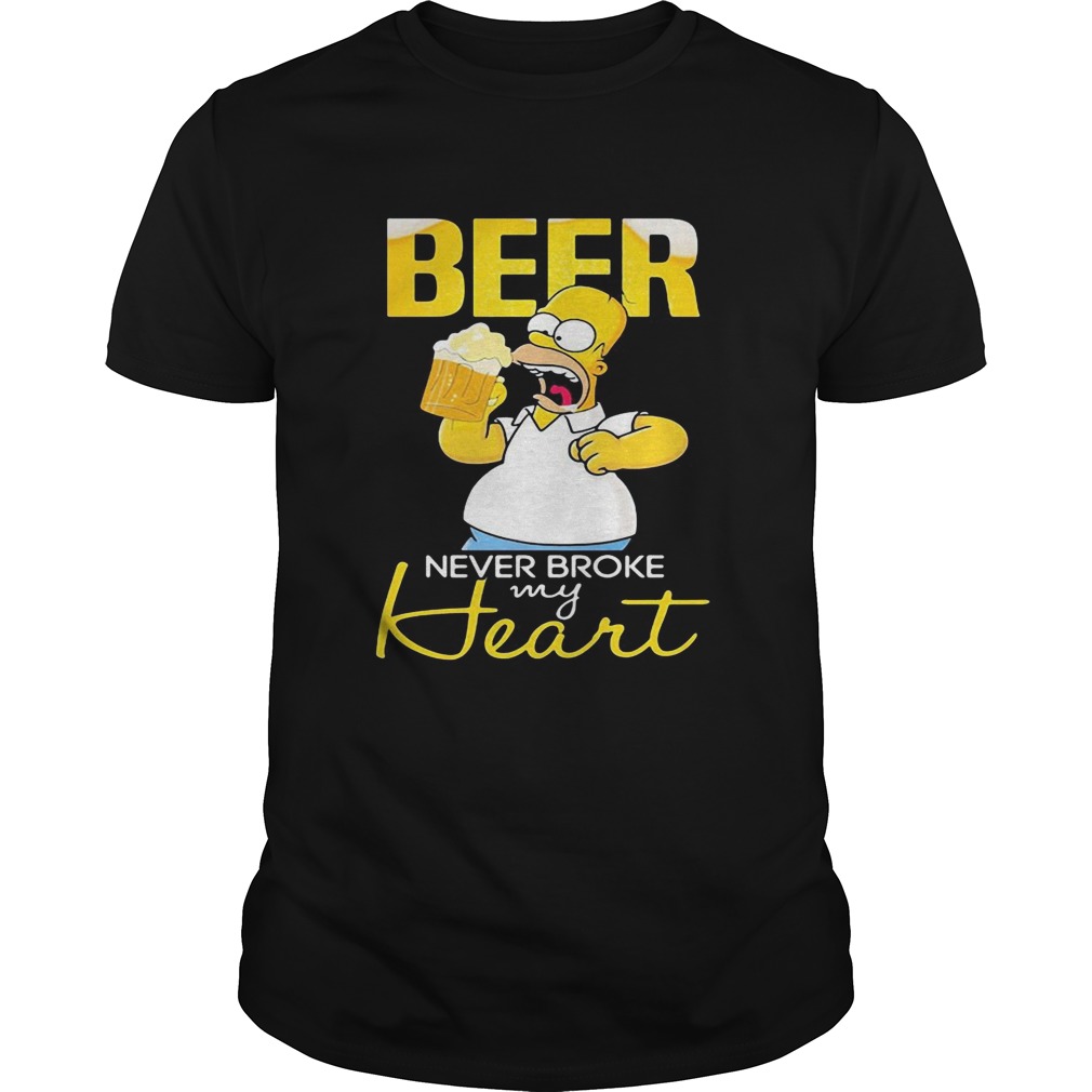Homer simpson beer never broke my heart shirt