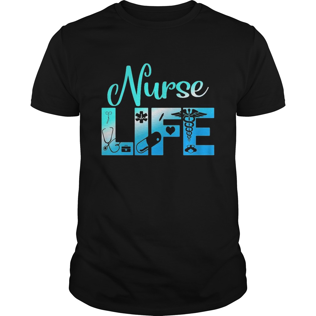 Nurse life medical logo heart medicine ear piece shirt