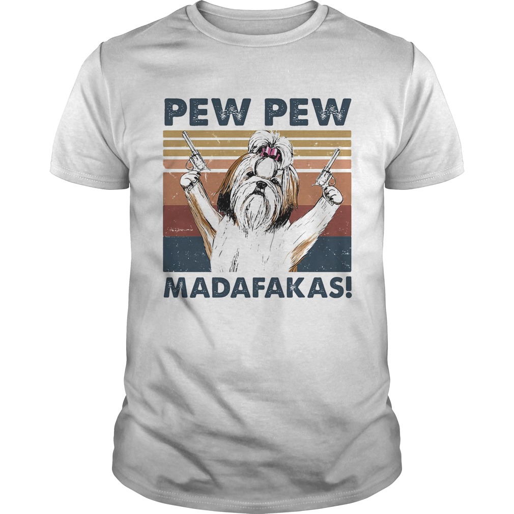 Pew pew madafakas dog gun vintage retro shirts