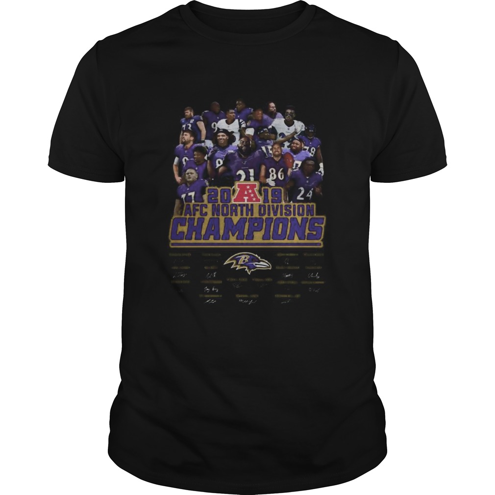 Baltimore ravens football 2019 afc north division champions signatures shirt