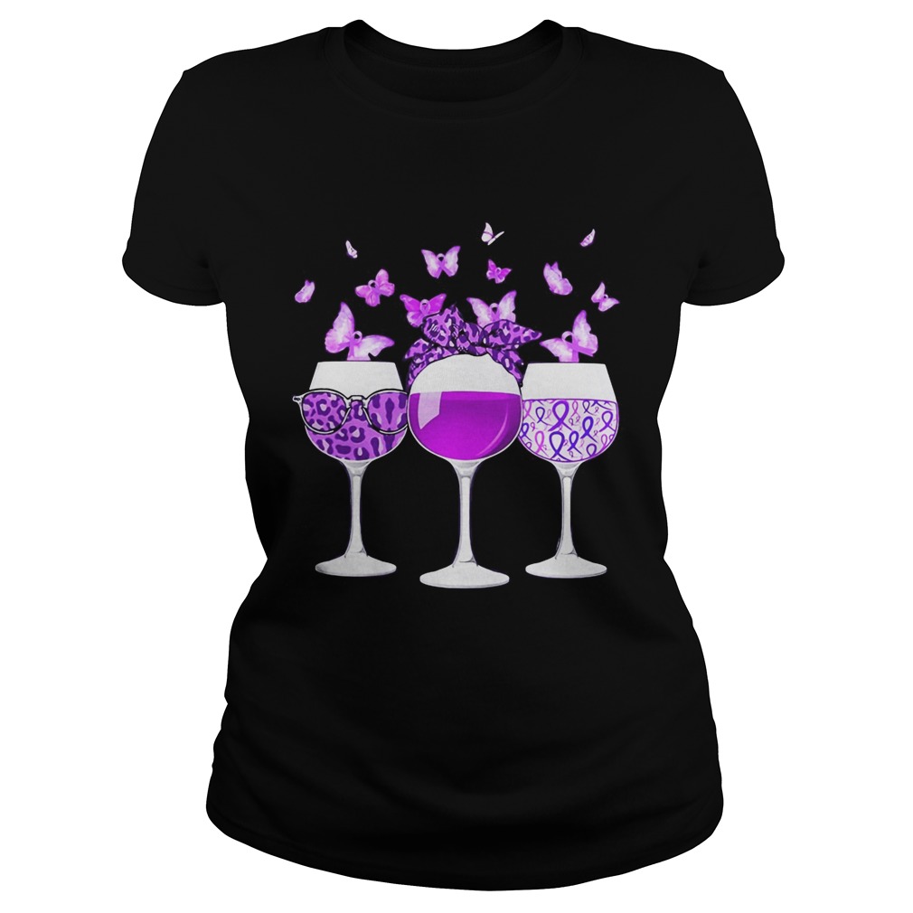 Butterflies wine leopard autism cancer awareness purple  Classic Ladies