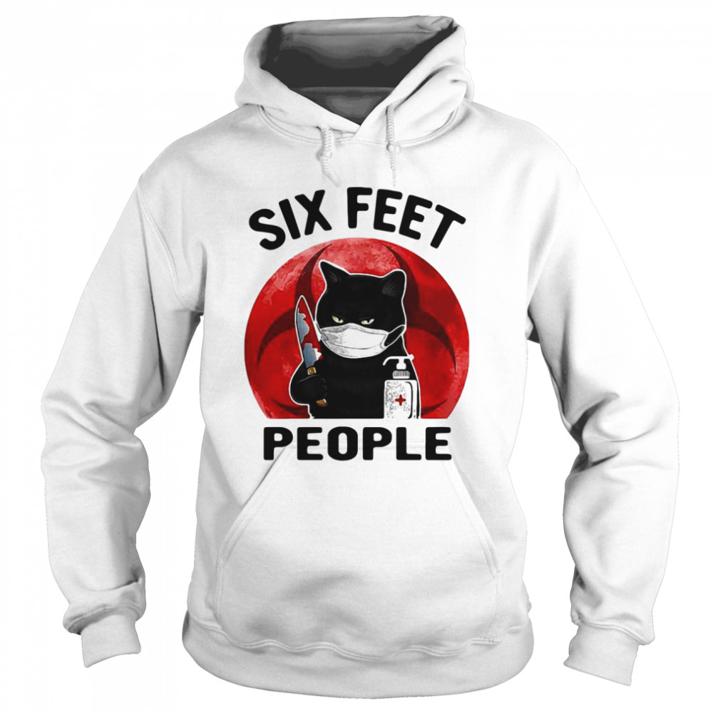 Black Cat Face Mask Knife Blood Six Feet People Blood Moon  Unisex Hoodie