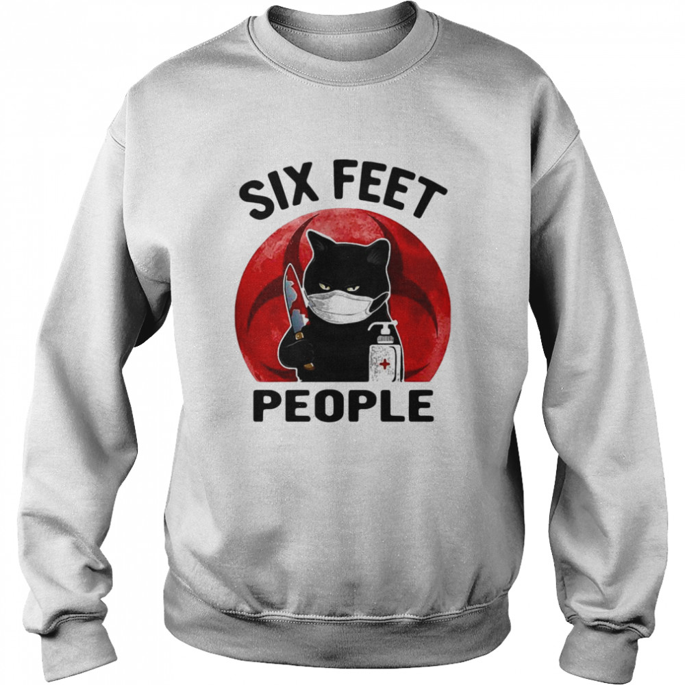 Black Cat Face Mask Knife Blood Six Feet People Blood Moon  Unisex Sweatshirt