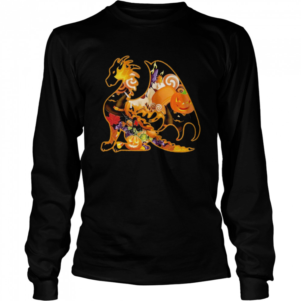 Dragon Pumpkin Happy Halloween  Long Sleeved T-shirt