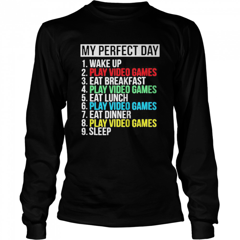 My Perfect Day Play Video Games Vintage  Long Sleeved T-shirt