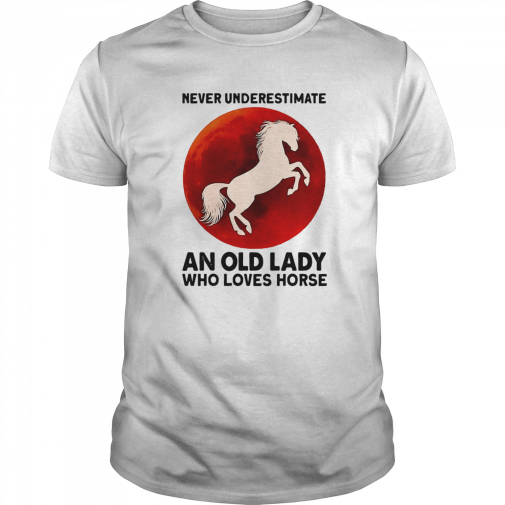 Never Underestimate An Old Lady Who Loves Horse Sunset  Classic Men's T-shirt