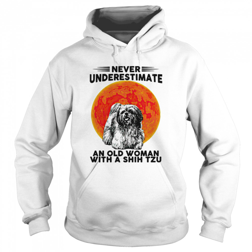 Never Underestimate An Old Woman With A Shih Tzu Dog Moon Halloween  Unisex Hoodie