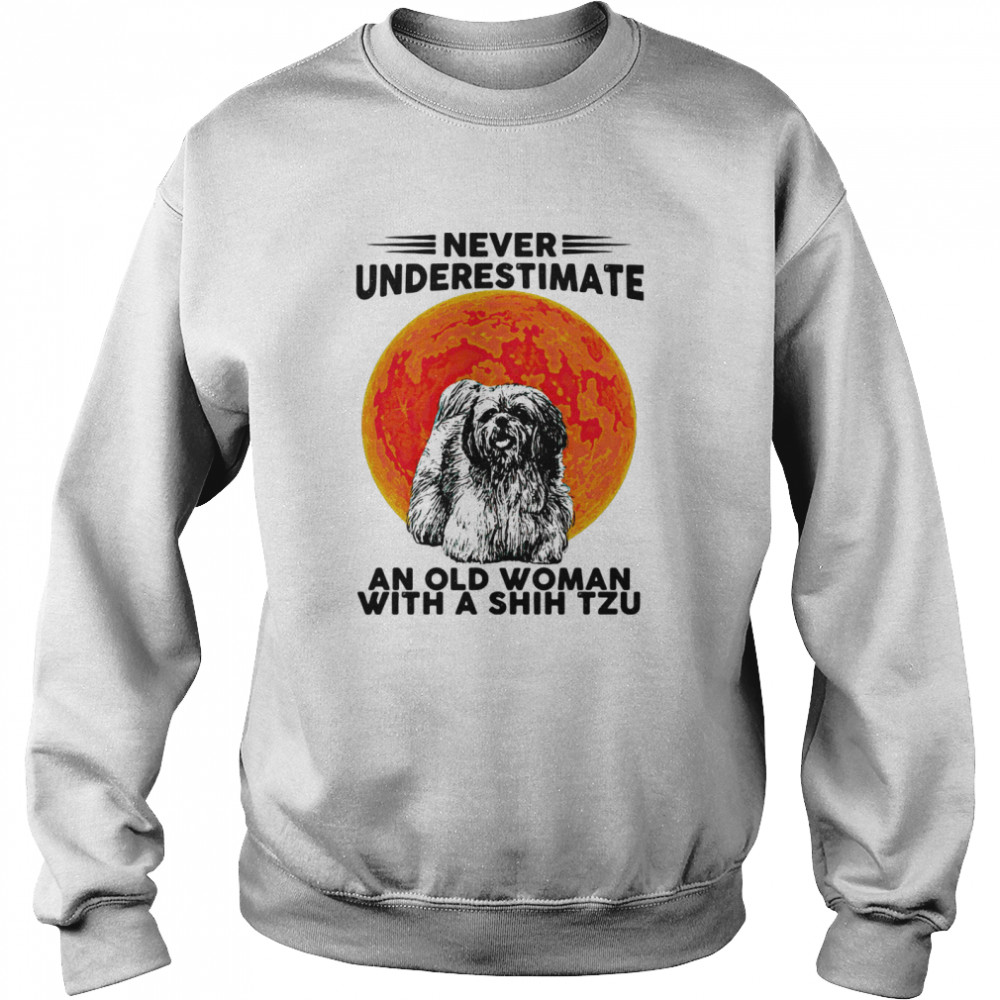 Never Underestimate An Old Woman With A Shih Tzu Dog Moon Halloween  Unisex Sweatshirt