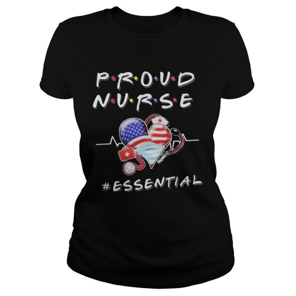 Proud nurse essential heart mask american flag  Classic Ladies