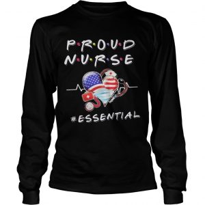 Proud nurse essential heart mask american flag  Long Sleeve