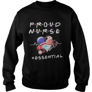 Proud nurse essential heart mask american flag  Sweatshirt