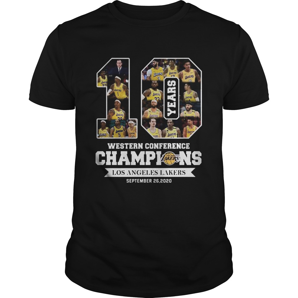 10 Years Western Conference Champions Los Angeles Lakers September 26 2020 shirt