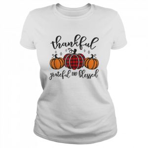 Thankful Grateful Blessed Thanksgiving Buffalo Plaid Pumpkin  Classic Women's T-shirt