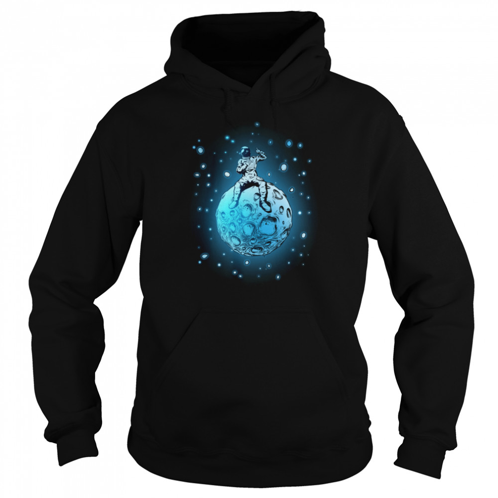 Astronaut Sitting On Planet Outer Space  Unisex Hoodie