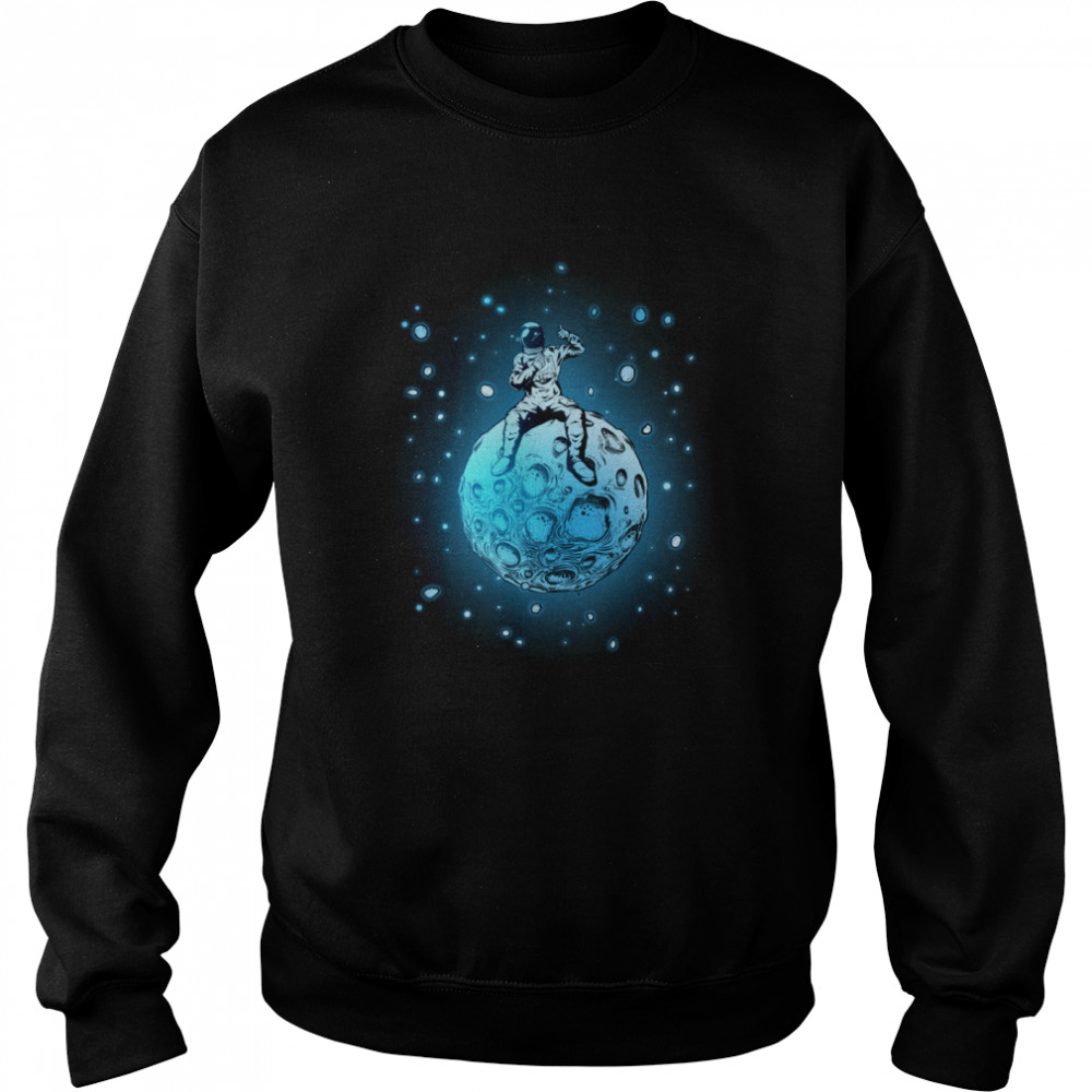 Astronaut Sitting On Planet Outer Space  Unisex Sweatshirt