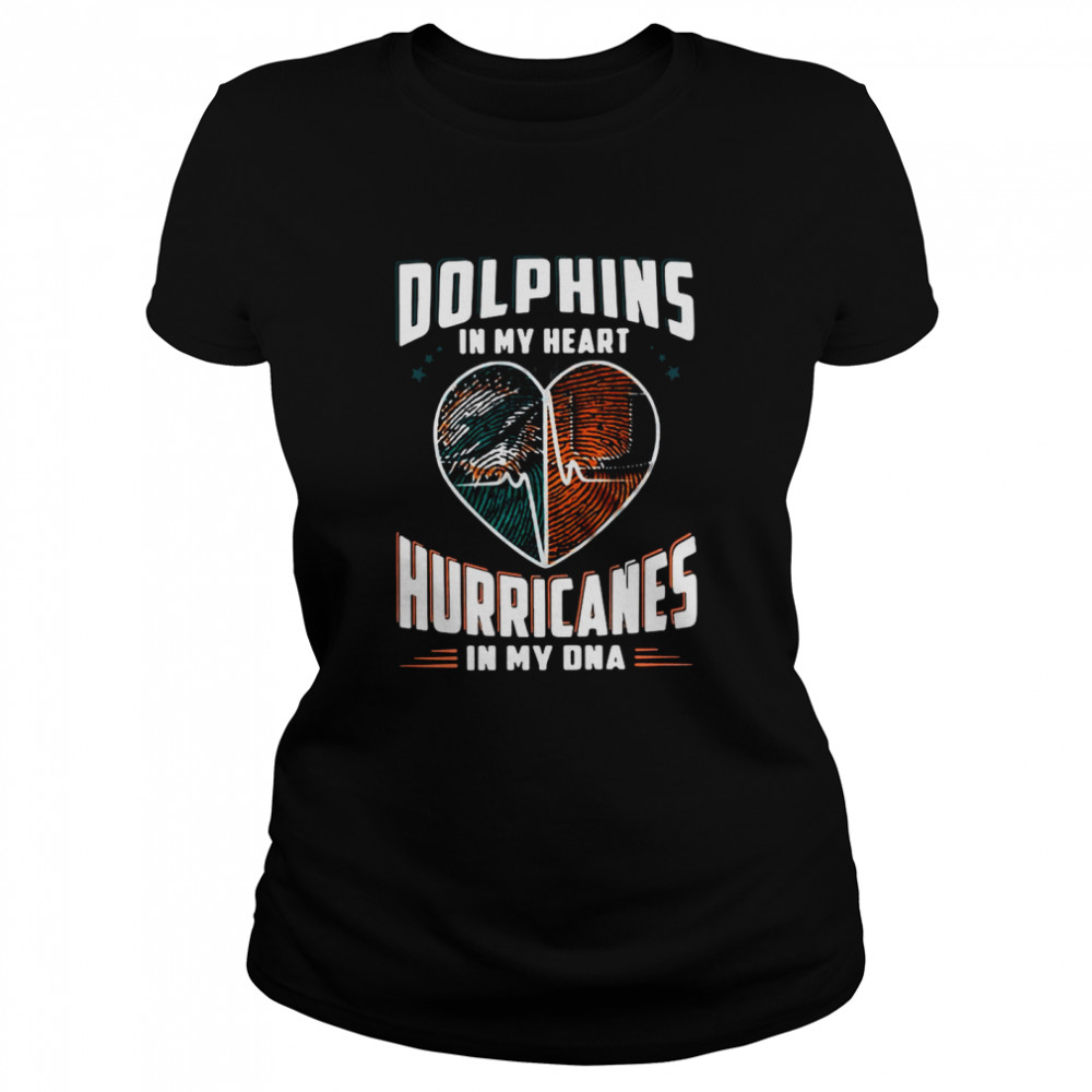 Dolphins In My Heart Hurricanes In My DNA  Classic Women's T-shirt