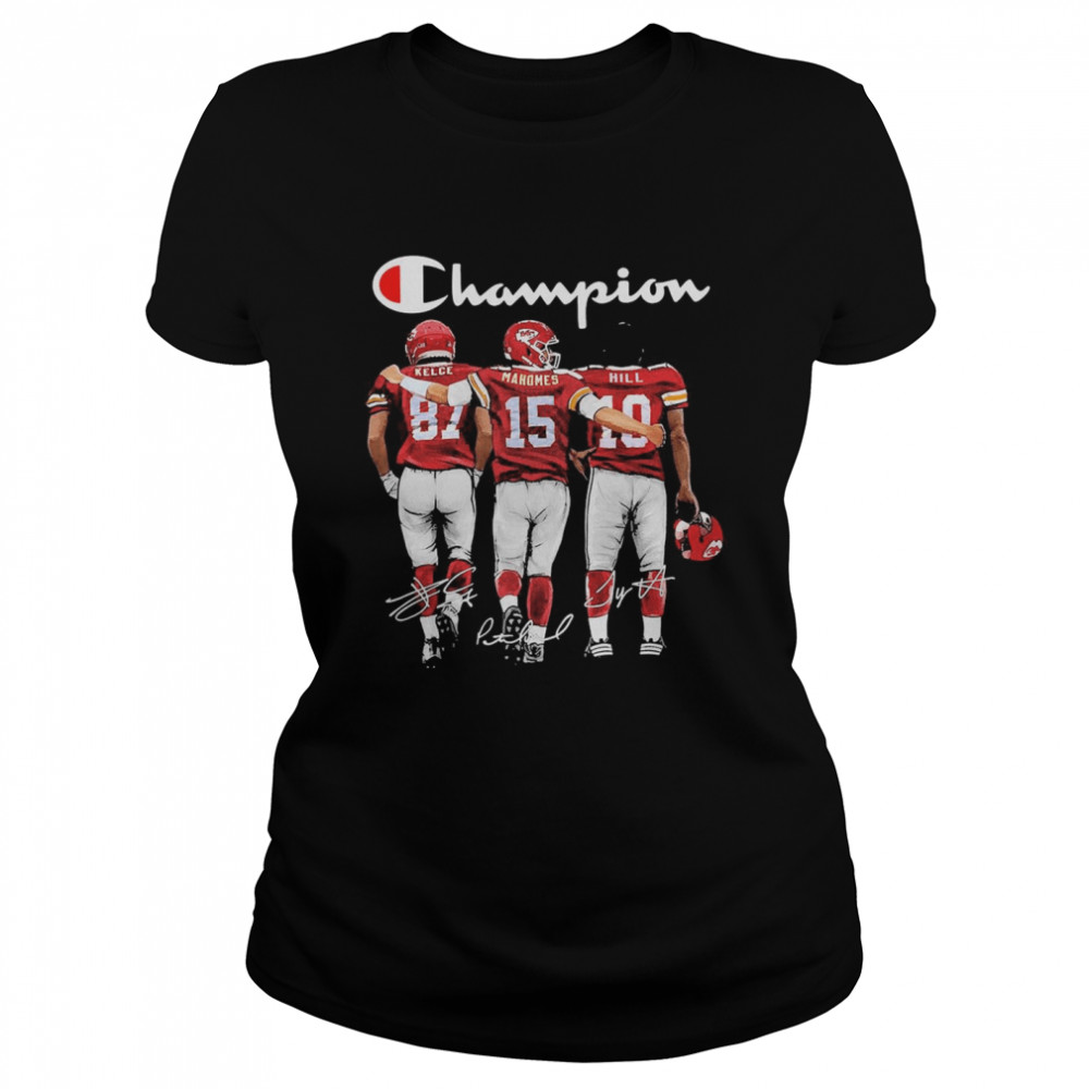 Kansas City Chief Kelce Mahomes And Hill Champion Signatures  Classic Women's T-shirt