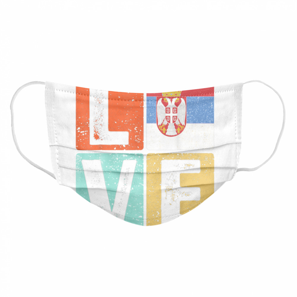 Vintage Retro I Love Serbia Flag for Serbian Pride  Cloth Face Mask