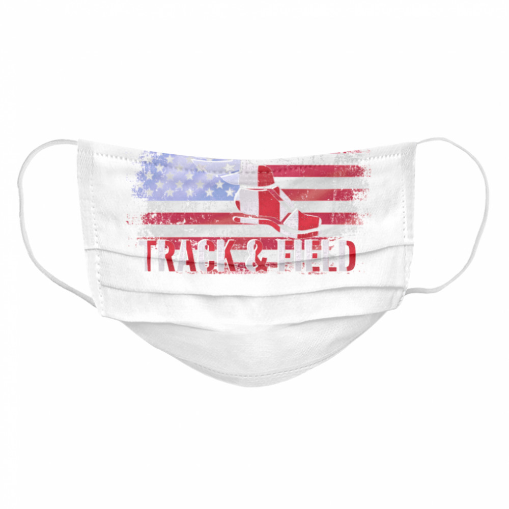 Vintage Track And Field With American Flag For Sports  Cloth Face Mask