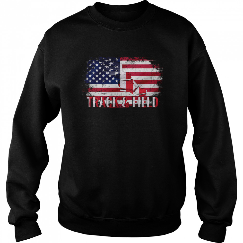 Vintage Track And Field With American Flag For Sports  Unisex Sweatshirt