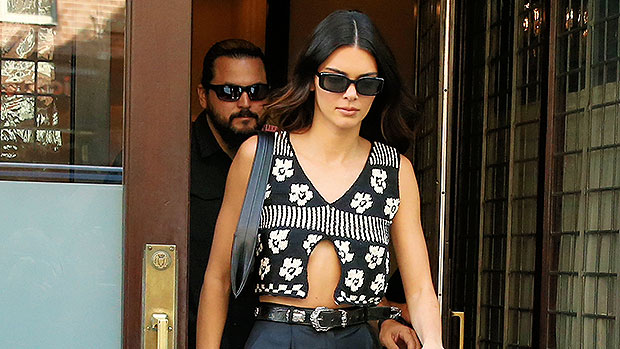 Kendall Jenner Wears Knitted KeyholeCrop Top On Shopping Day In NYC