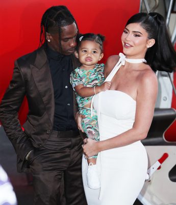 Kylie Jenner & Travis Scott with daughter Stormi 