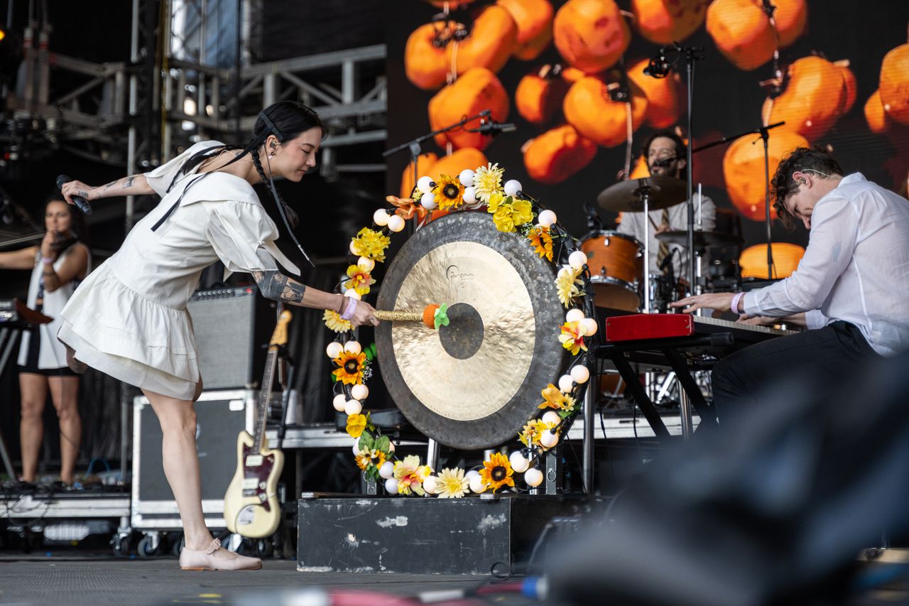 Japanese Breakfast performing on day two of the inaugural Adjacent Music Festival in Atlantic City, New Jersey on Sunday, May 28, 2023.
