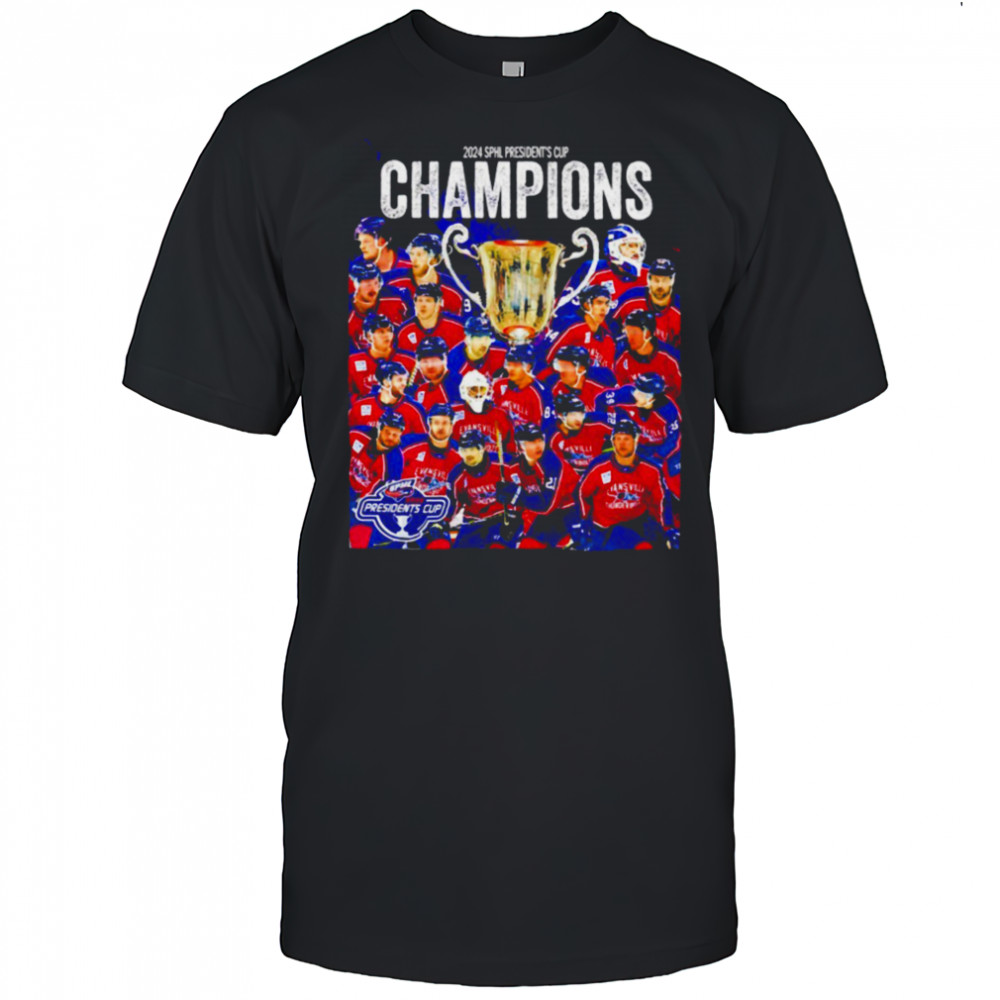 Evansville Thunderbolts 2025 SPHL President’s Cup Champions poster shirt