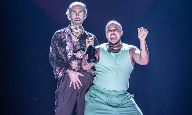 Tim Steed as Don John (left) and Mika Onyx Johnson as Borachio in Much Ado About Nothing.