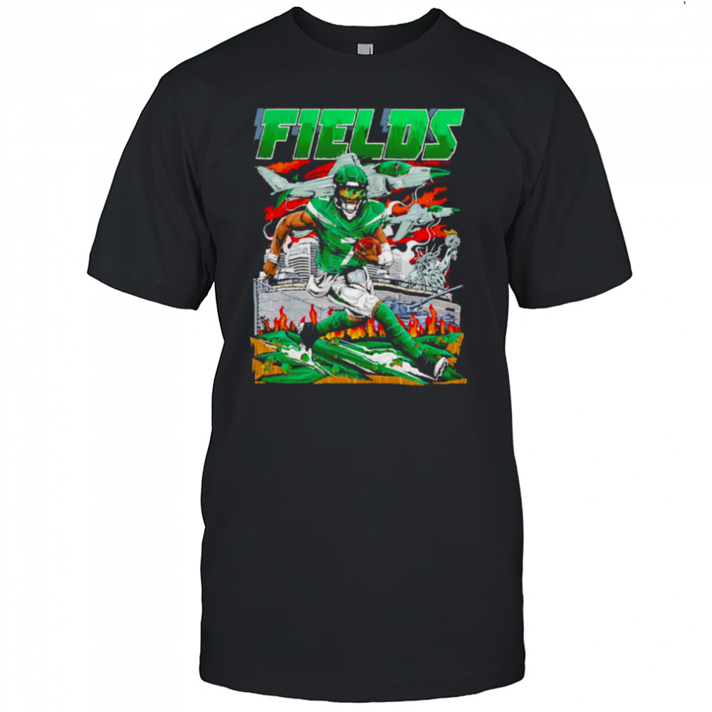 Justin Fields New York Jets comic style graphics shirt