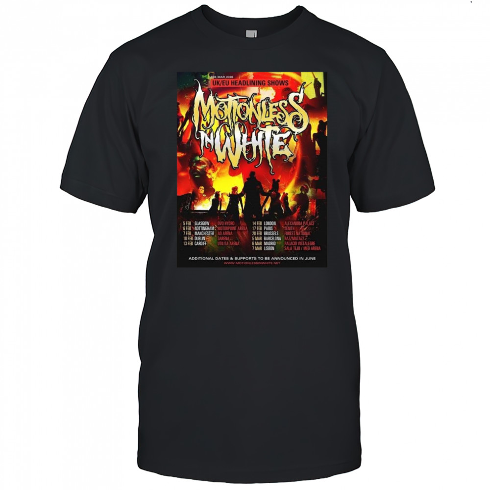 Motionless In White UK EU Headlining Shows 2026 Tour Shirt
