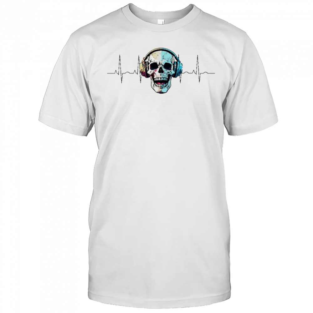 Skull music heart rate shirt