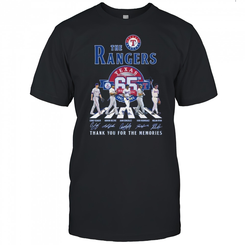 The Texas Rangers 65 Season 1961-2025 Thank You For The Memories Signatures Walking Shirt