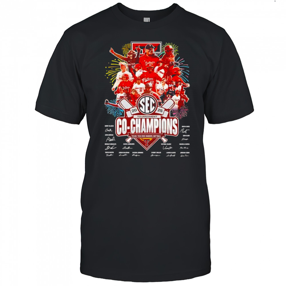 2025 SEC Tournament Co-Champions Texas Tech Red Raiders softball signature shirt
