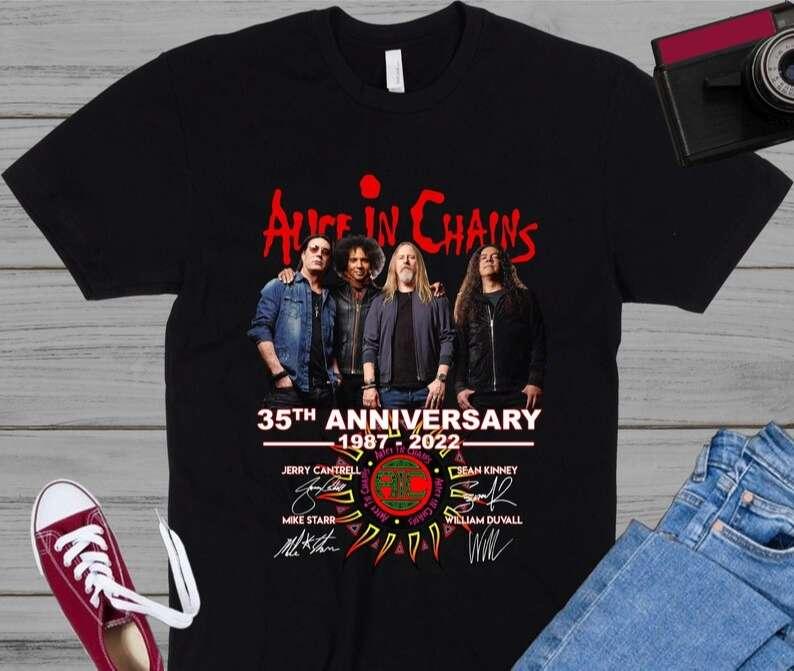 Alice In Chains 35th Years Anniversary 1987-2022 T-Shirt Signatures Thank You For The Memories Alice In Chains 35th Years Anniversary 1987-2022 T-Shirt Signatures Thank You For The Memories