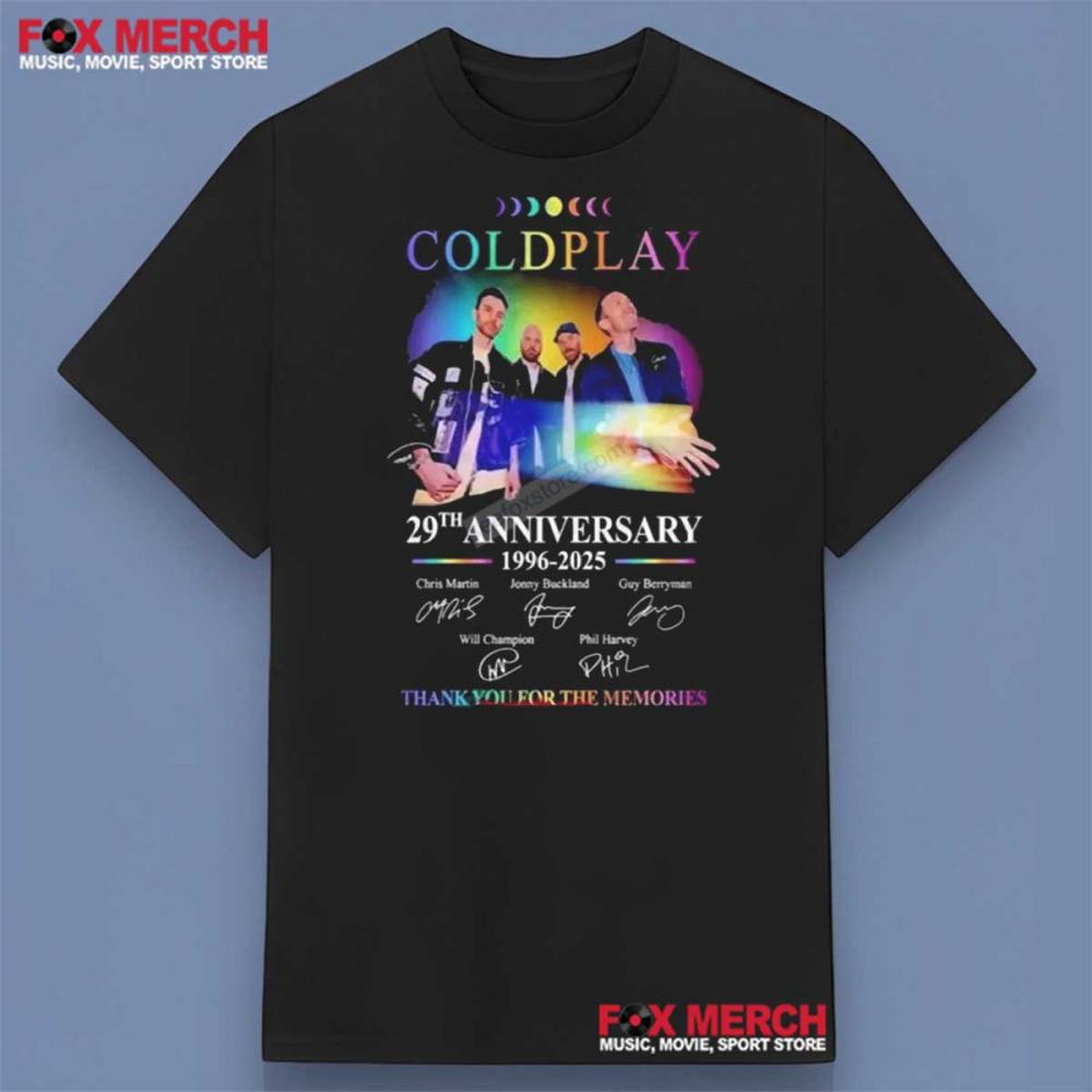 Coldplay 29 Anniversary 1996-2025 Thank You For The Memories Shirt