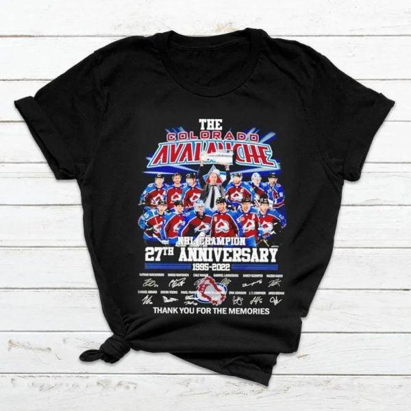 Colorado Avalanche T-Shirt Stanley Cup Champion 27th Anniversary Thank You For The Memories Signatures