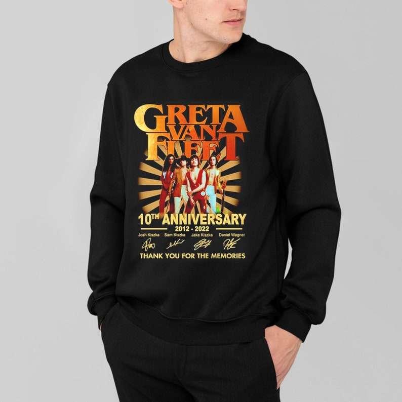 Greta Van Fleet 10th Years Anniversary 2012-2022 Signatures Thank You For The Memories T-Shirt Merch Greta Van Fleet 10th Years Anniversary 2012-2022 Signatures Thank You For The Memories T-Shirt Merch