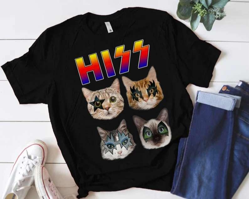 Hiss Cats Kittens Rockin T-Shirt Funny Kiss Band