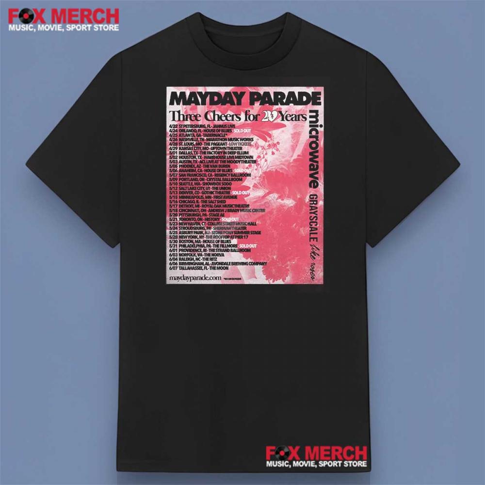 Mayday Parade Three Cheers for 20 Years Tour 2025 Shirt